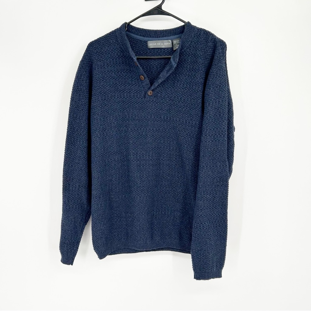 Oscar de la‎ Renta Blue Knot Crew Neck Sweater Size Medium